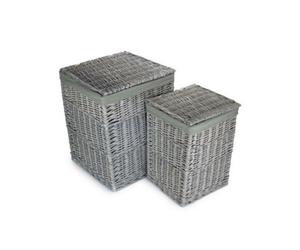 Red Hamper H198Gry Grey Wash Square Laundry Basket With Grey Sage Lining