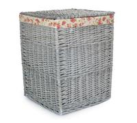 Red Hamper H198R/1 Grey Wash Square Laundry Basket With Garden Rose Lining