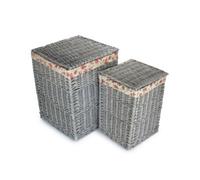 Red Hamper H198R Grey Wash Square Laundry Basket With Garden Rose Lining