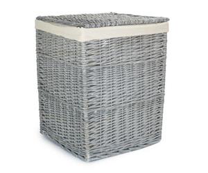 Red Hamper H198W/1 Grey Wash Square Laundry Basket With White Lining
