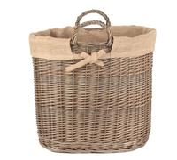 Red Hamper Hessian Lined Oval Log and Storage Basket