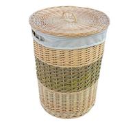 Red Hamper Hh015/home Wicker Two Toned Round Laundry Basket With Lid