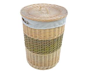 Red Hamper Hh015/home Wicker Two Toned Round Laundry Basket With Lid