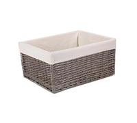 Wicker Jumbo Antique Wash Lined Storage Basket Red Hamper White One Size