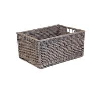 Wicker Jumbo Antique Wash Unlined Storage Basket Red Hamper Brown One Size