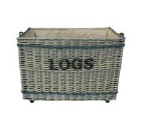 Red Hamper Jumbo Wicker Log Basket on Wheels - Brown