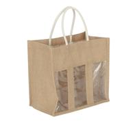 Red Hamper Jute Bottle Carrying Bag - 6 Bottle