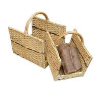 Red Hamper L003/home Wicker Set Of 2 Open End Log Baskets