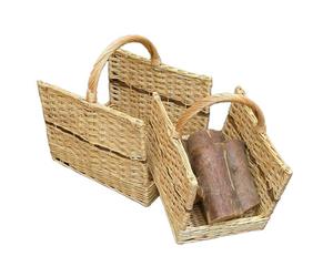 Red Hamper L003/home Wicker Set Of 2 Open End Log Baskets