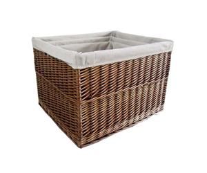 Red Hamper L006/home Wicker Set Of 3 Somerset Rectangular Log Baskets