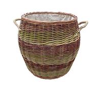 Red Hamper L015/HOME Wicker Rope Handle Barrel Log Basket