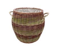 Red Hamper L015/home Wicker Rope Handle Barrel Log Basket