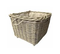 Red Hamper L022/HOME Square Hessian Lined Wheeled Log Basket