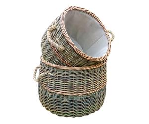 Red Hamper L037/home Wicker Set Of 2 Country Log Set