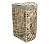 Red Hamper Large Antique Wash Corner Linen Basket with Grey Sage Lining