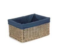 Red Hamper Large Antique Wash Navy Cotton Lined Willow Storage Baskets in Blue | Size: Small Red Hamper Blue S