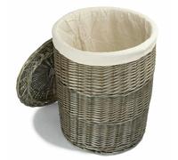 Red Hamper Large Antique Wash Round Laundry Basket with Oatmeal Lining