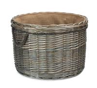 Red Hamper Large Antique Wash Round Storage Log Basket in Light Brown Red Hamper Light Brown
