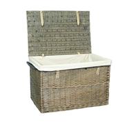 Red Hamper Large Antique Wash Wicker Storage Basket - White