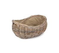 Red Hamper Large Boat Shaped Rattan Log Basket with Hessian Lining