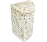 Red Hamper Large Corner White Wash Laundry Basket with a Garden Rose Lining