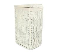 Red Hamper Large Corner White Wash Wicker Laundry Basket with a Oatmeal Lining