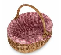 Red Hamper Large Deluxe Double Steamed Wicker Shopping Basket - Red Checked