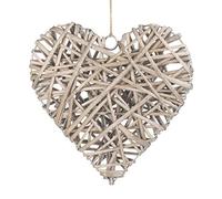Red Hamper Large Full Antique Wash Wicker Heart, H30 x W1 x D30cm