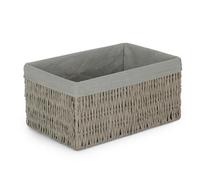 Red Hamper Large Grey Paper Rope Storage Basket With Grey Cotton Lining