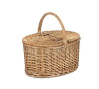 Red Hamper Large Light Steamed Oval Butterfly Lidded Wicker Picnic Basket - Brown