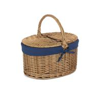 Red Hamper Large Light Steamed Oval Butterfly Lidded Wicker Picnic Basket - Navy Blue - Wicker - 1