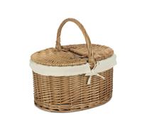 Red Hamper Large Light Steamed Oval Butterfly Lidded Wicker Picnic Basket - White