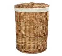Red Hamper Large Light Steamed Wicker Corner Laundry Baskets with White Lining