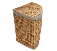 Red Hamper Large Light Steamed Wicker Corner Linen Basket with Grey Sage Lining