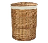 Red Hamper Large Light Steamed Wicker Round Laundry Baskets with White Lining