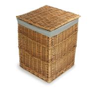 Red Hamper Large Light Steamed Wicker Square Laundry Basket with Grey Sage Lining