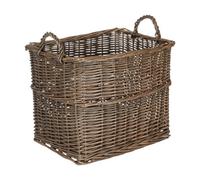 Red Hamper Large Rectangular Wicker Unlined Log Basket