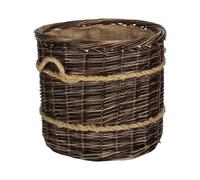 Red Hamper Large Round Hessian Lined Heritage Rope Lined Log Basket