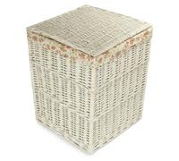 Red Hamper Large Square White Wash Wicker Laundry Basket with Garden Rose Lining