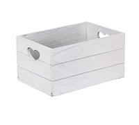 Vintage Effect Heart Cut Handle Wooden Storage Crate Red Hamper Grey L