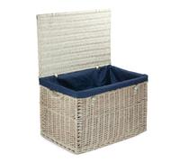 Red Hamper Large Whitewash Finish Storage Wicker Basket - Blue