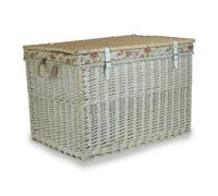 Red Hamper Large Whitewash Finish Storage Wicker Basket - Garden Rose