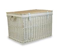 Red Hamper Large Whitewash Finish Storage Wicker Basket - White