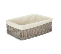 Red Hamper PT178L Large Wicker Grey Wash Lined Storage Tray