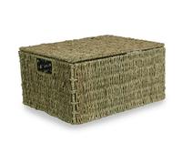 Red Hamper Lidded Seagrass Storage Baskets - Extra Large