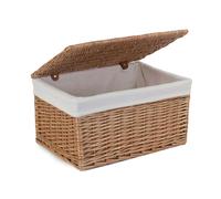 Red Hamper Light Steamed Cotton Lined Wicker Storage Basket - Medium