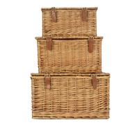 Light Steamed Windsor Wicker Picnic Basket Red Hamper Brown One Size