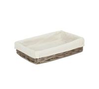 Red Hamper Lined Antique Wash Rectangular Straight Sided Wicker Tray - Small