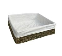 Red Hamper Lined Rectangular Seagrass Serving Tray - Extra Large