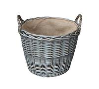 Red Hamper Medium Antique Wash Finish Wicker Lined Log Baskets